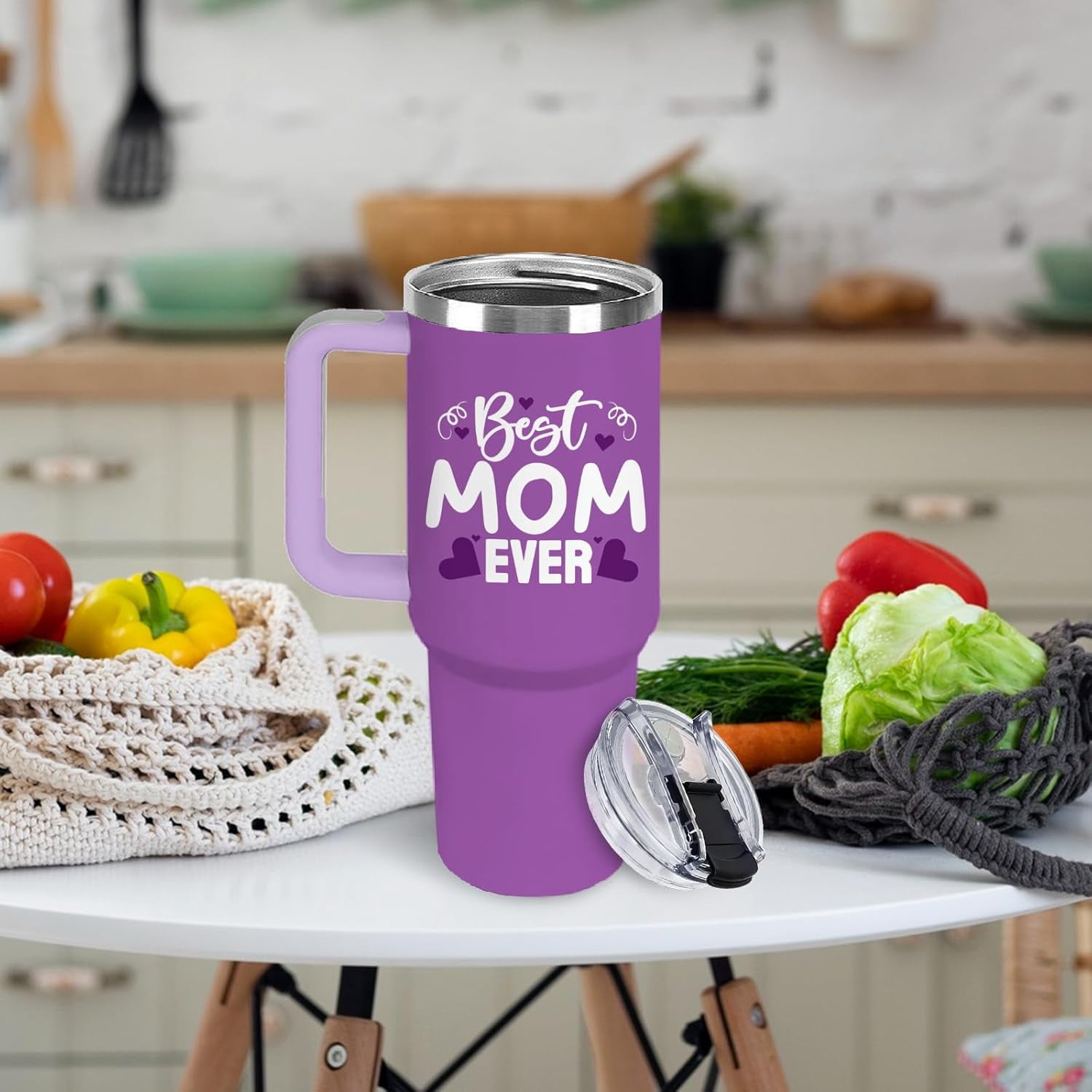 Gifts for Mom from Daughter Son - Best Mom Ever Gifts Cups Tumbler with Handle 40oz Christmas Birthday Present Drinking Cup for Moms, Mama, New Moms, Best Mother Stainless Steel Coffee Travel Mugs