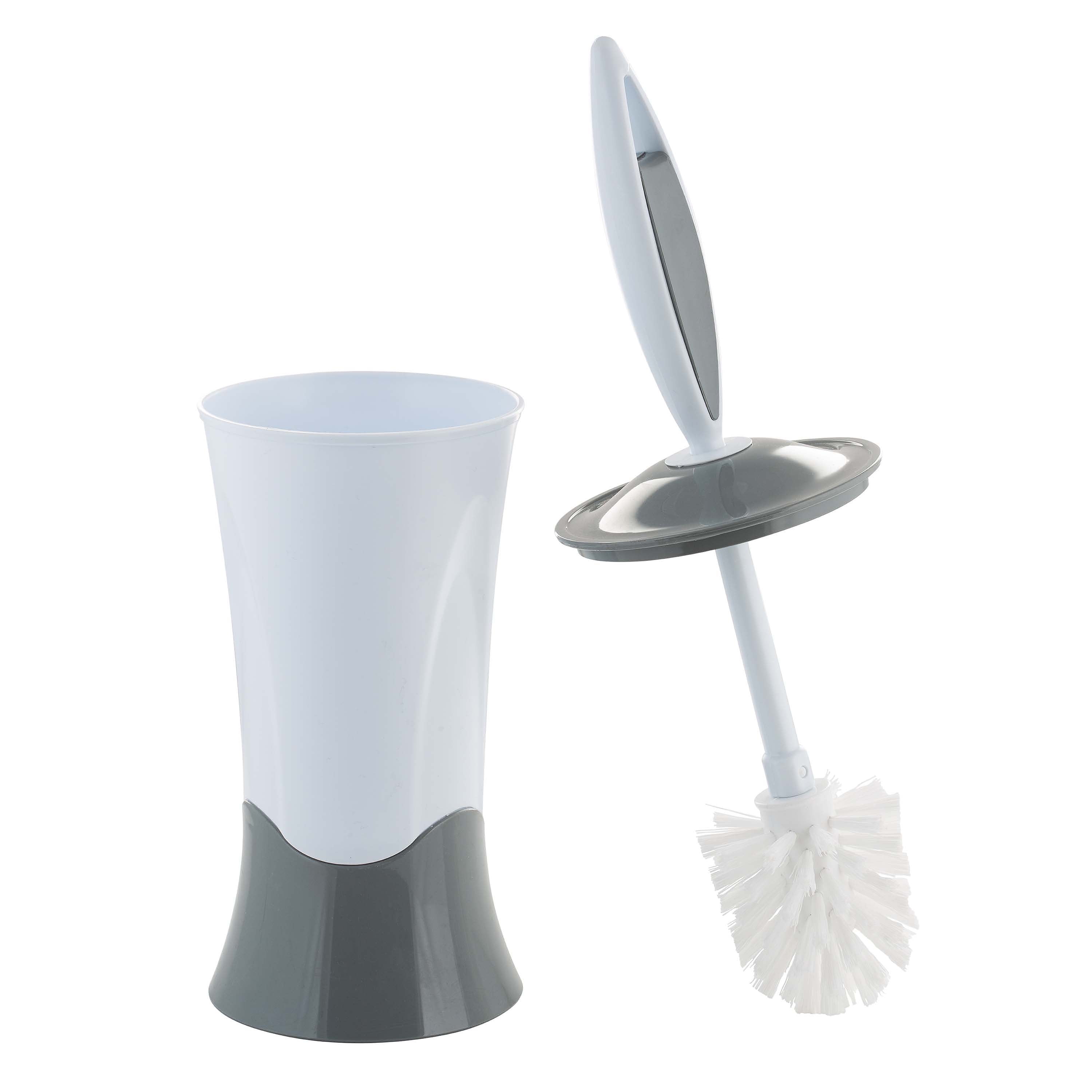 Bath Bliss 2 Pack Curve Design Toilet Brush and Holder, White