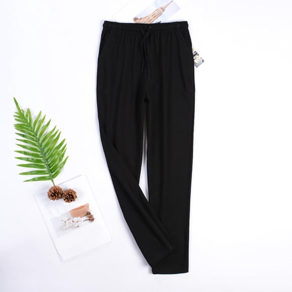 Big & Tall Pajama Pants for Men with Pockets L-4X Plus Size Straight Leg Drawstring Elastic Waist Casual Solid Color Comfort Loungewear Pajamas Pant
