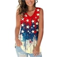 thumbnail image 2 of Dolkfu Pull-on Tops for Women Trendy V-Neck 250th Anniversary Independence Day Red Sleeveless Tops Abstract Watercolor Wash Printed Red,S, 2 of 5