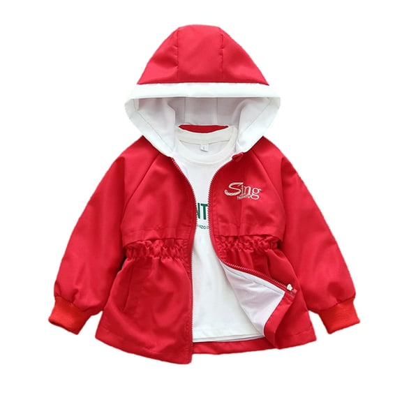 GYRATEDREAM Toddler Baby Girls Lightweight Jacket Outwear Kids Letter Print Zipper Outdoor Windbreaker Children Spring Fall Windproof Trench Coat for 13 Months-8 Years