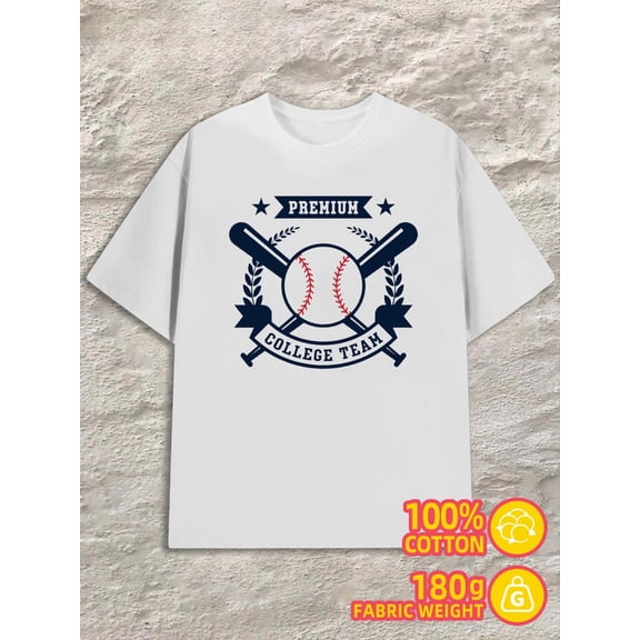 College Baseball Tee men white 180G 100% Cotton All-season fitness top,stylish and sporty look,durable activewear Funny Unisex Shirt Printed tshirts