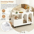 thumbnail image 5 of AENKYO Mobile End Table with lockable wheels, Cream Style Side Table with Storage Drawer, 11.8inch Narrow Nightstand with Multi-layer Storage for Living Room,White, 5 of 11
