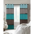 thumbnail image 3 of Fsddascl Aqua Wooden Blackout Curtains for Bedroom/Living Room, Thermal Insulated Kitchen Curtains, Grey Stripe Gradient Country Rustic Grain Grommet Darkening Window Treatment Drapes 52"x84"x2, 3 of 8