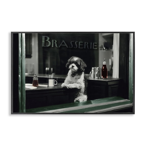 Stupell Industries Brasserie Vintage Dog in Window Black Framed Giclee Art, design by Annabelle Hall