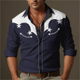 thumbnail image 1 of Camisa vaquera retro de estilo occidental para hombre informal de calle para exteriores para uso diario otoño e invierno camisa de manga larga con solapa, 1 of 6