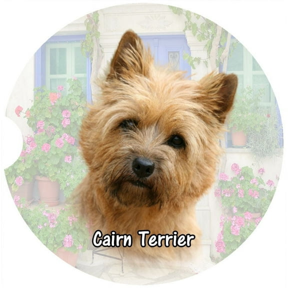 Cairn Terrier Car Coaster, Absorbent Stoneware Car Cup Holder Coaster, Set of 2