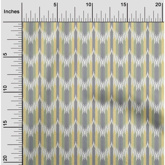 oneOone Organic Cotton Voile Fabric Ikat Style Stripe Fabric Prints By Yard 42 Inch Wide
