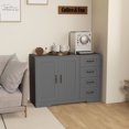 thumbnail image 2 of HOMCOM Buffet Armoire de Rangement avec Armoire à 2 Portes et 4 Tiroirs, Gris, 2 of 10