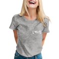 thumbnail image 4 of Bovemsi Women Daily Casual Printed Short Sleeve O Neck T Shirt Tops, Gray Women's Summer Short Sleeve T-Shirts, M, 4 of 6