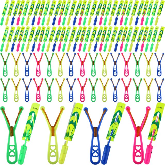 Juego de tirachinas voladoras LED Cagemoga, 104 piezas, que brillan para exteriores