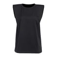 thumbnail image 1 of Camiseta sin mangas holgada y delgada para mujer, chaleco sin mangas de algodón sólido, camisetas con hombreras de cuello redondo (negro) Zhivalor BST3000735-2, 1 of 5