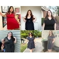thumbnail image 2 of TIYOMI Plus Size Dress For Women 4X Basic Camo V Neck Short Sleeve Raglan Summer Elegant Casual Black Tie Waist Loose Fit Dress 4XL 24W 26W, 2 of 5