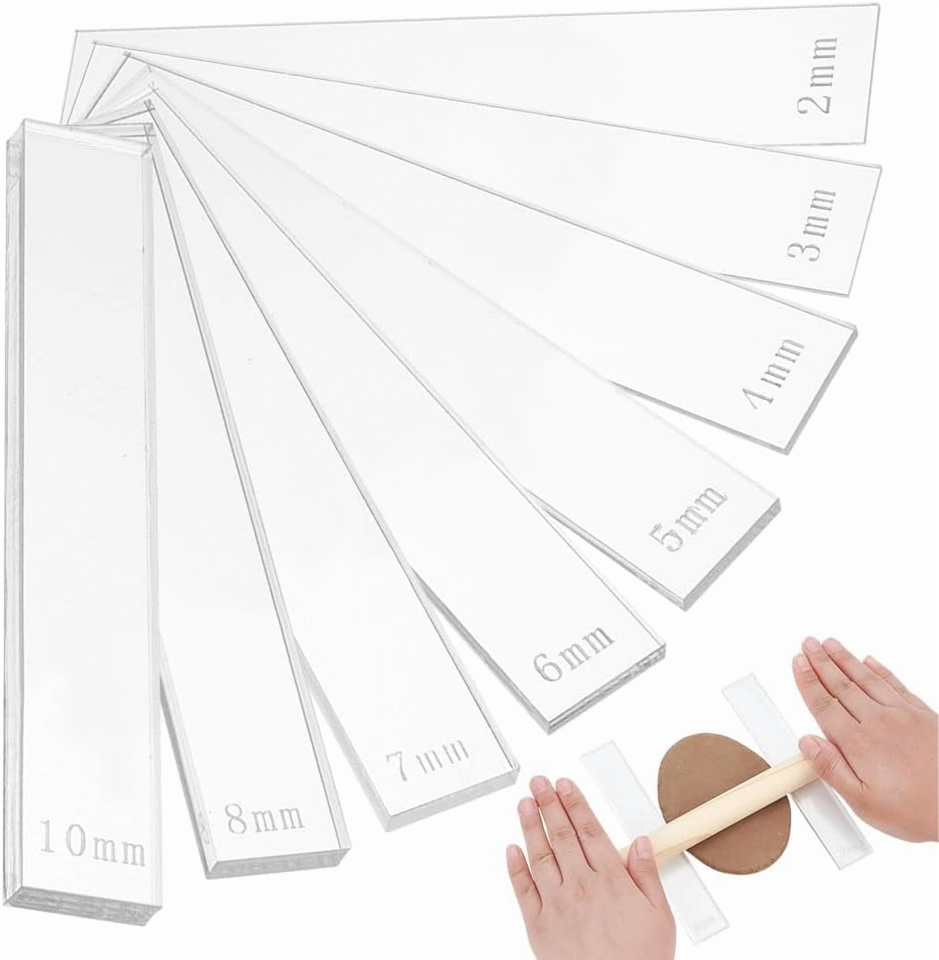 1 Set Acrylic Clay Guide Tool Sets Rectangle White 152x25x2~10mm 14pcs