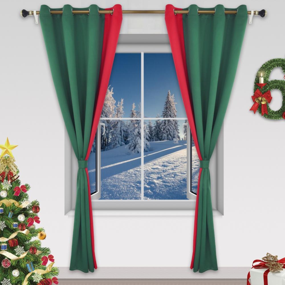 red christmas curtain panels