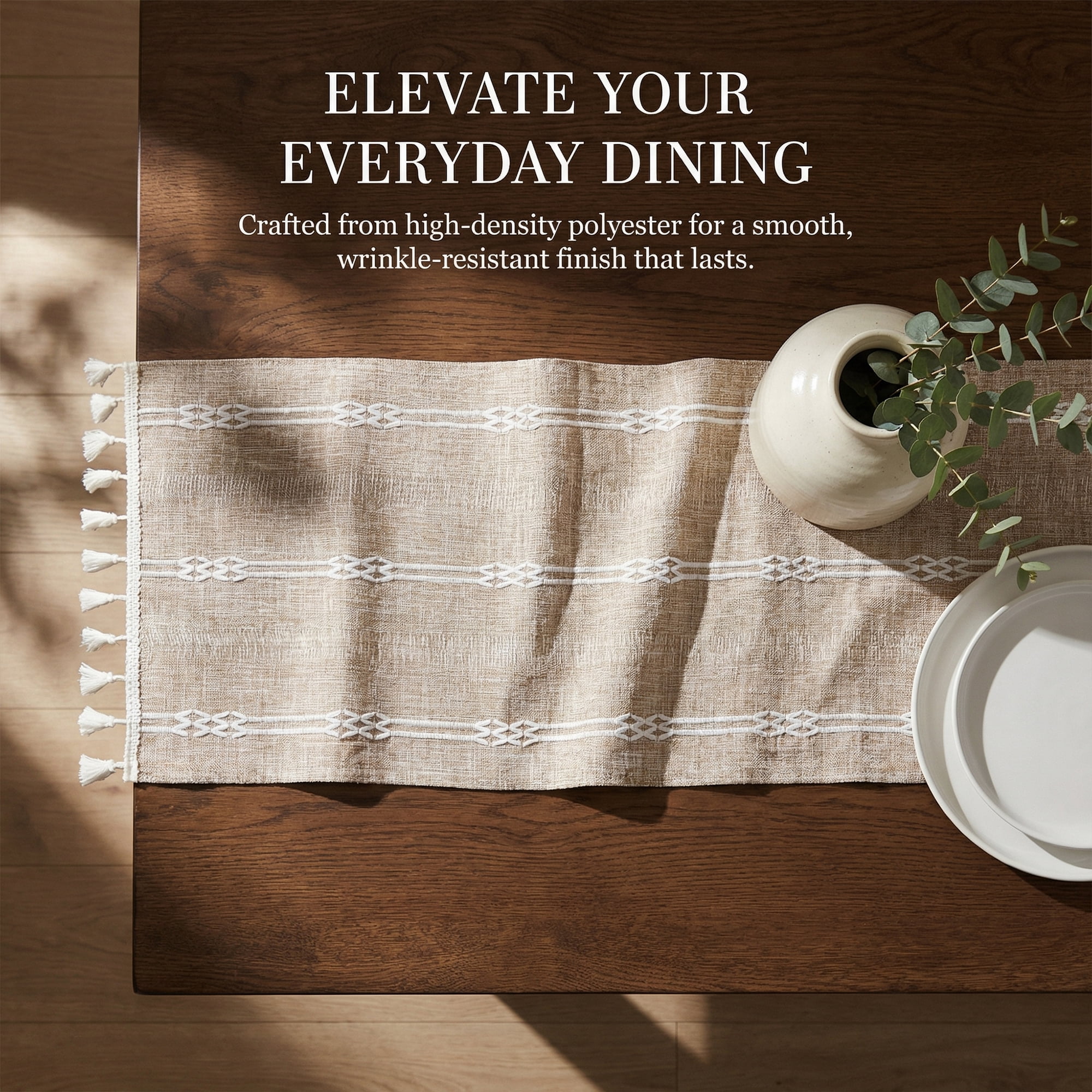 Unique Bargains Openwork Polyester Runner Table Runner for Kitchen Decor Coffee 13"x63"