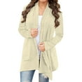 thumbnail image 2 of Skpblutn Women'S Cardigan Sweaters Winter Fall Casual Comfortable Tops Solid Lightweight Neck Long Sleeve Open Front Coat Beige Xl, 2 of 6