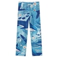 thumbnail image 4 of Shark Patterns Blue Plant Winter Female Pants Flannel High Waist Women Pants Lady Warm Straight Leg Plush Trousers, 4 of 7