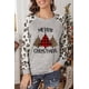 thumbnail image 1 of ABPHQTO Top de manga larga con estampado de letras de leopardo a cuadros navideños para mujer, 1 of 5