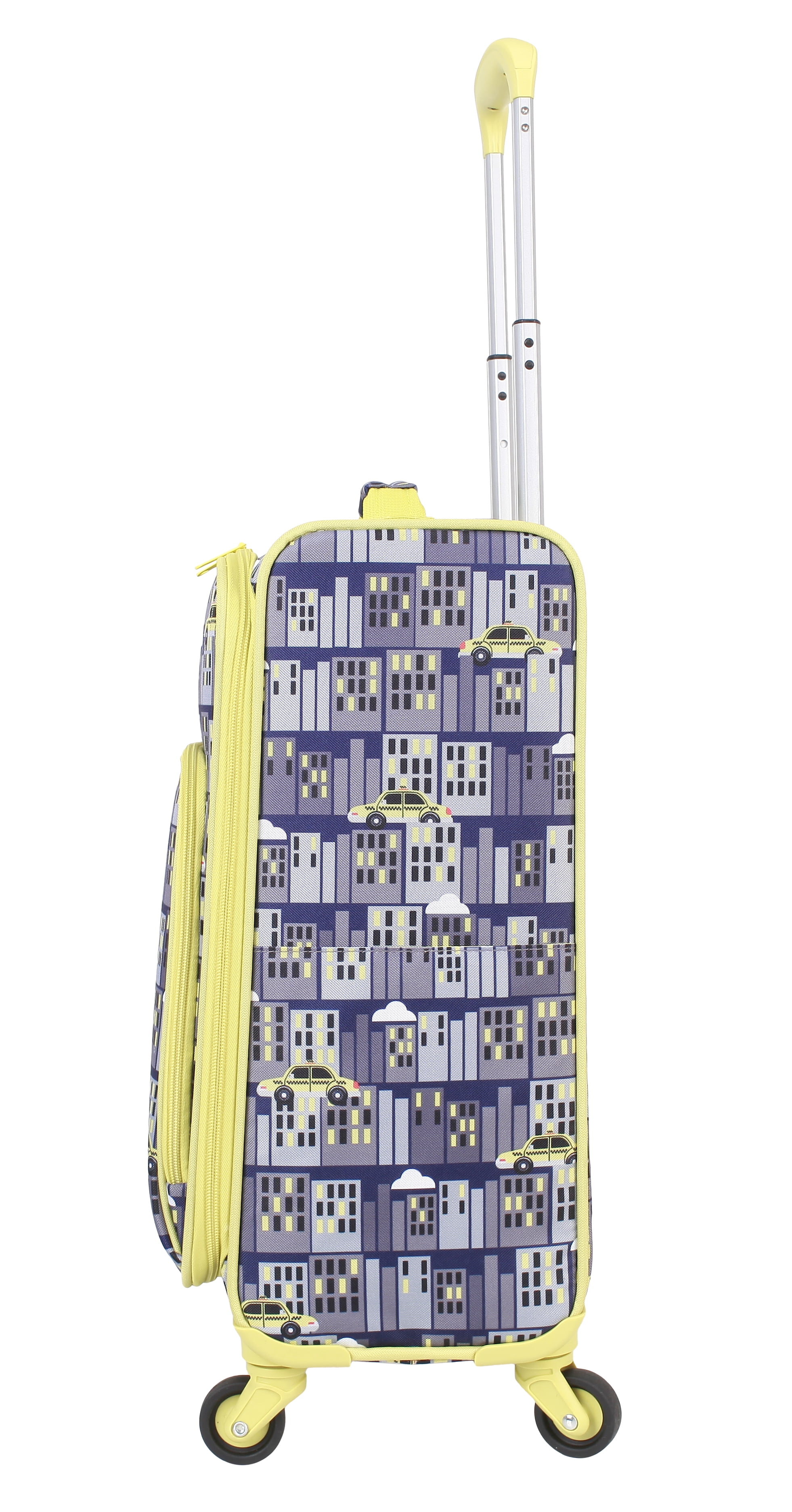 CRCKT Kids Boy 21" Softside Carry-on Luggage With 360 Spinner Wheels, Midnight City, Yellow and Black Taxi