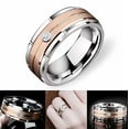thumbnail image 5 of LaRaso Co His Her Wedding Ring Set 3 Piece TRIO Rose Gold EP Couples Bands 5 9, 5 of 6