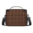 thumbnail image 3 of Brown and Black Checkered Pattern Insulated Lunch Box for Women Men, Medium Leakproof Cooler Bag with Adjustable Strap, 10"x6.7"x8", 3 of 6