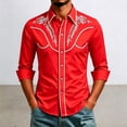 thumbnail image 2 of IWRICH Men's Western Shirts Long Sleeve Graphic Printed Cowboy Shirts Casual Button down Tops Red XXXL, 2 of 4