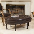 thumbnail image 1 of Renton Brown Leather Oval Ottoman, 1 of 4