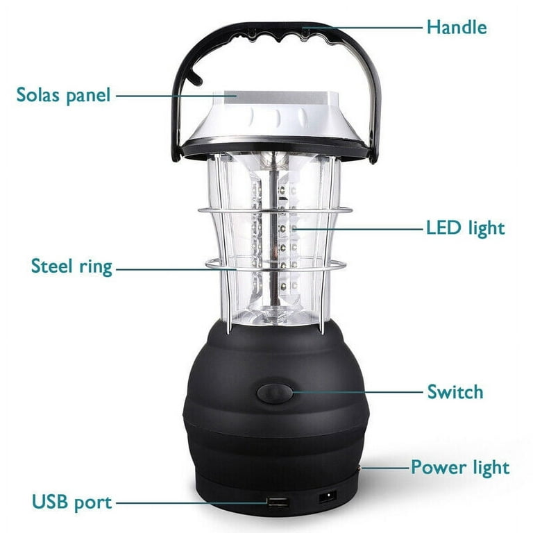 YouLoveIt Solar LED Lantern 36 LED Hand Crank Lantern 5 Way to Charge Hand  Crank Camp Camping Light Emergency Light for Home Power Outages Outdoor