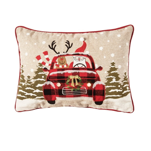 Road Trip Friends Christmas LED Light-Up Throw Pillow, 18" x 18"