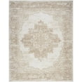 thumbnail image 2 of 4' Ivory Floral Power Loom Worn Faded Round Rug, 2 of 8