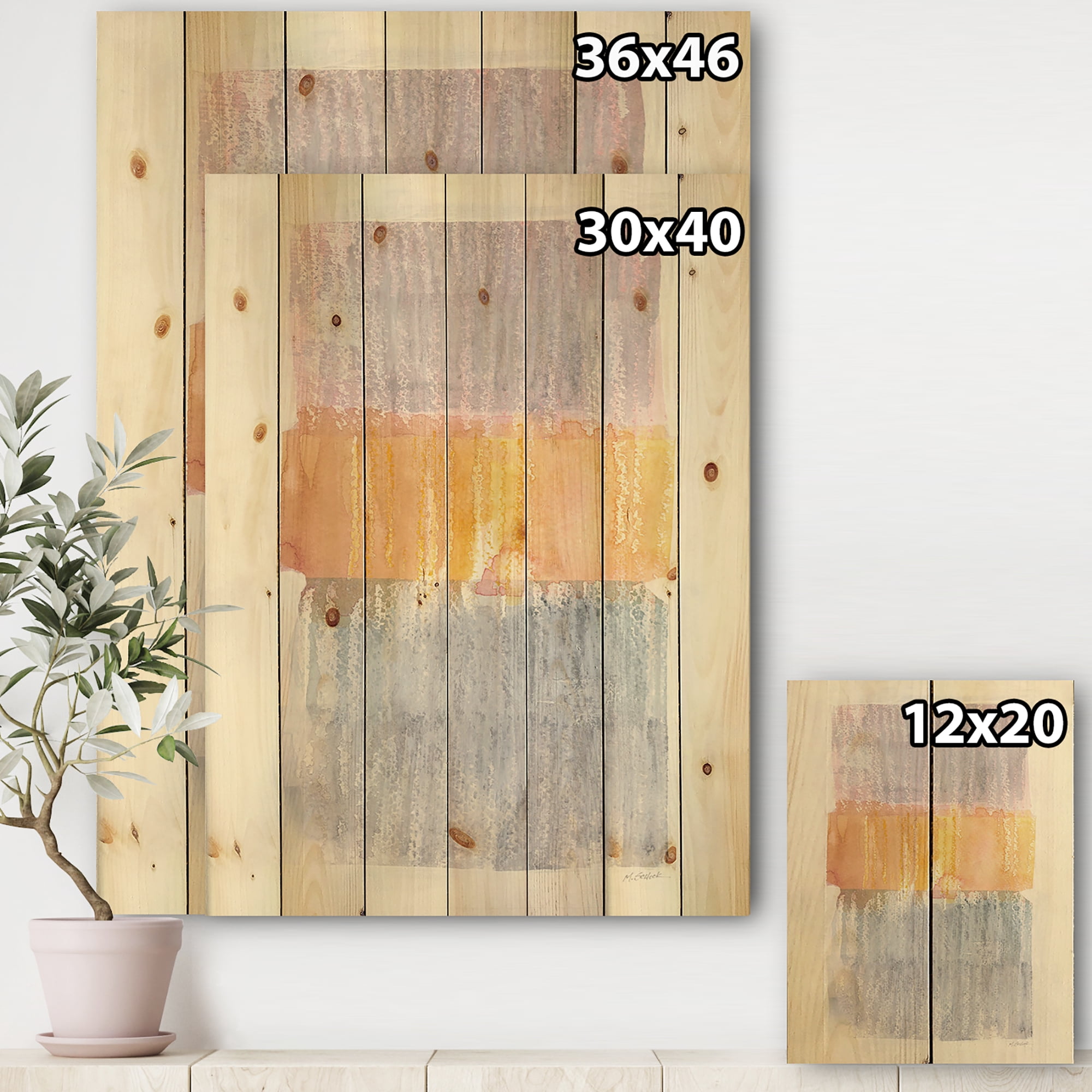 Designart 'Modern Abstract Drive' Cottage Print on Natural Pine Wood