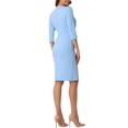 thumbnail image 3 of VESTIDO MIDI PENCIL ENVOLVENTE DE CUELLO REDONDO Y MANGAS 3/4 PARA TRABAJO IGLESIA XS GRIS CLARO AZUL, 3 of 6
