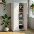 thumbnail image 4 of Elite Premium Home Storage Cabinet with Doors and Shelves, White Storage Cabinet, Bathroom Cabinet, Pantry Cabinet with 5 Shelves 16" D x 32" W x 72" H, WSCR-1901-1, 4 of 14