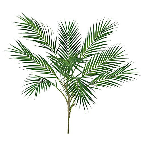 Supla 1 Pcs Artificial Tropical Palm Leaf Bush in Green Plastic Areca Palm Plant 