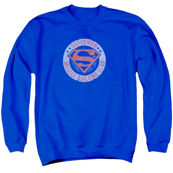 Superman Muscle Club Adult Crewneck Sweatshirt Royal Blue