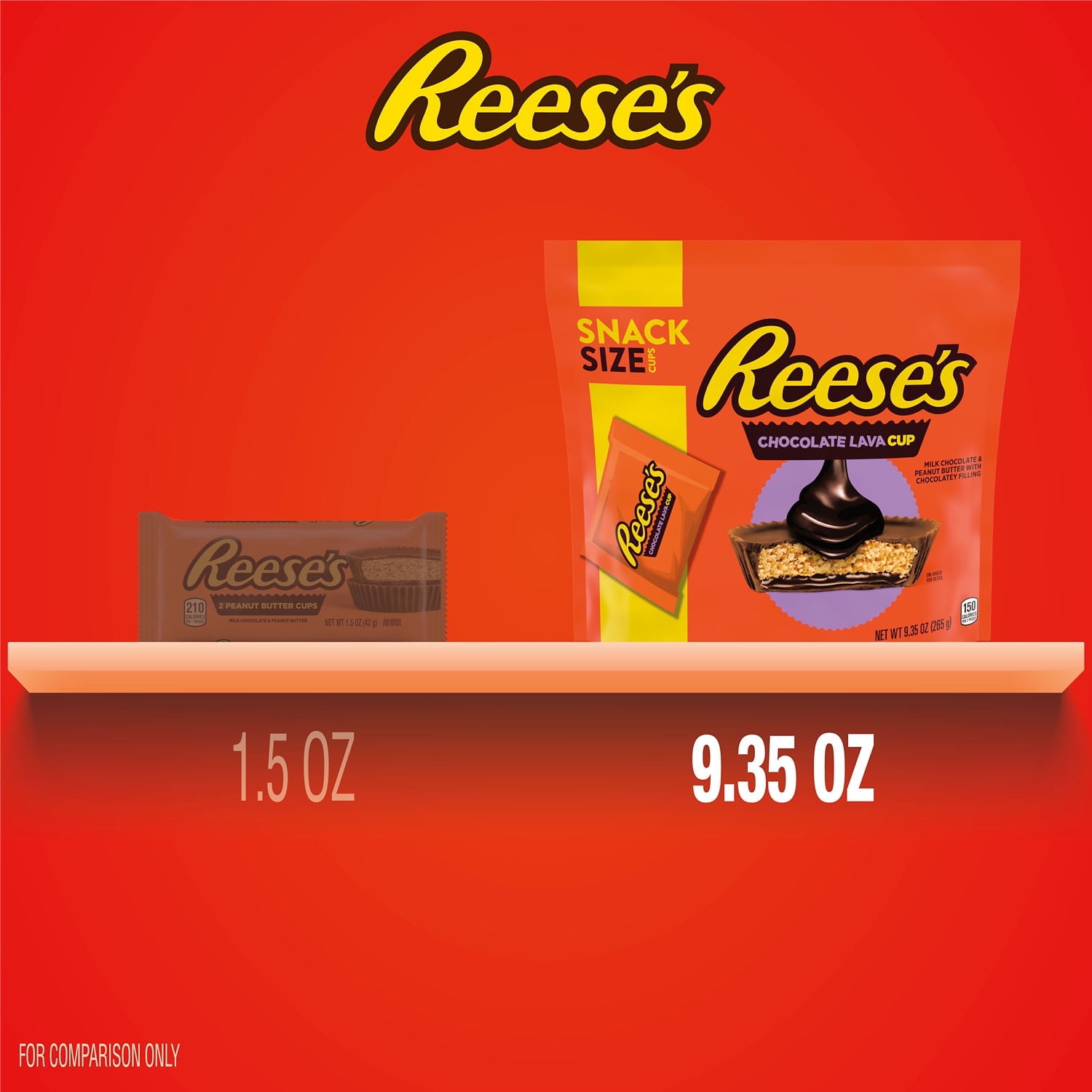 REESE'S Chocolate Lava Milk Chocolate Snack Size Peanut Butter Cups Candy Bag, 9.35 oz (pack of 2)