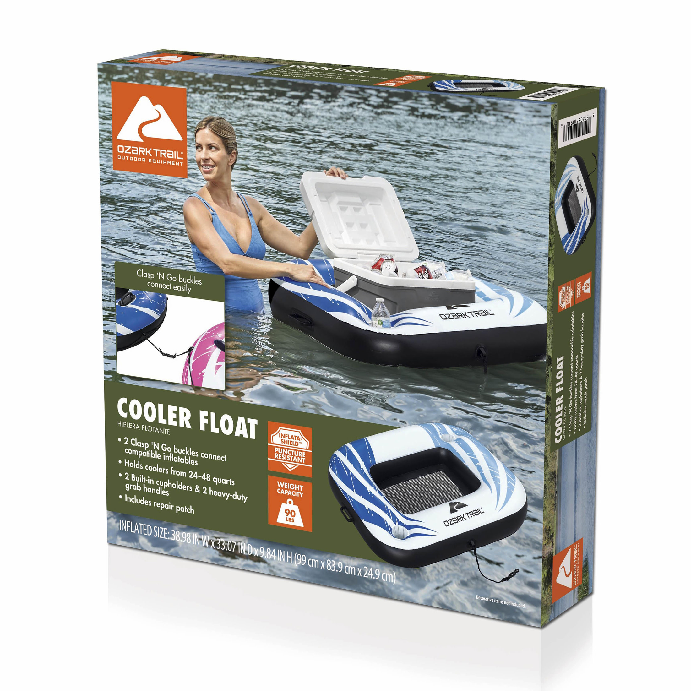 Flotador para hielera Ozark Trail, azul y blanco 8