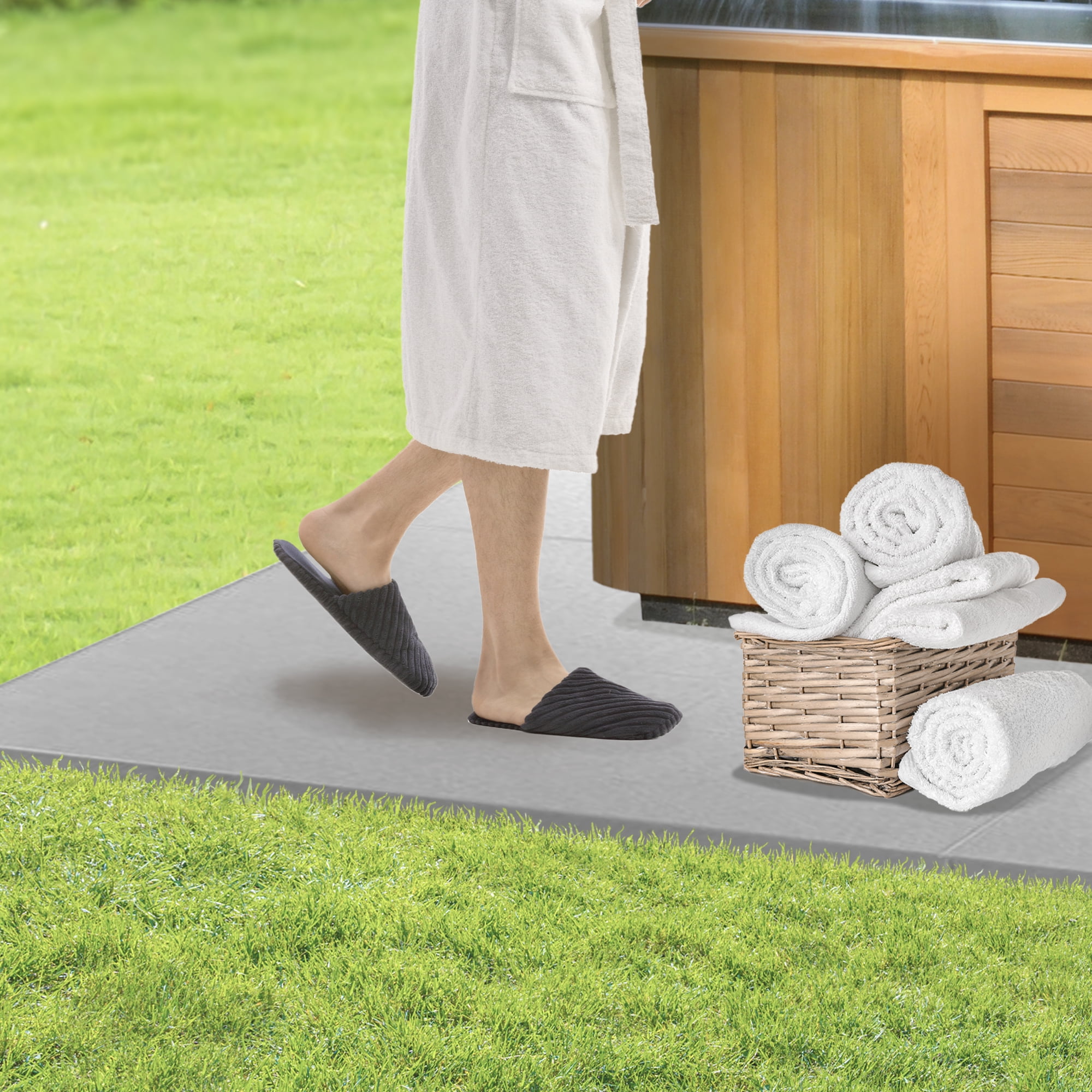 Confer Plastics Handi Spa Pad 32"x48" Connectable Hot Tub Mat, Gray, 3 Pack