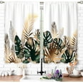 thumbnail image 3 of Green Hawaii Tropical Small Kitchen Curtains Tropical Leaves Plant Window Treatment Botanical Jungle Palm Cafe Short Window Curtains for Bathroom Dining Room Tier Treatment Drape 27.5x39 inch, 3 of 6