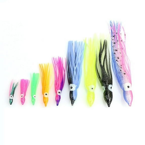 Opolski 10Pcs/Set Mixed Color Soft Fishing Lure Luminous Life Like Octopus Squid Skirt Saltwater Freshwater Fishing Lure Set