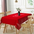 thumbnail image 5 of Nanqianyi Merry Christmas Red Tablecloth 60 x 102 Inch, XMAS Trees Printed Rectangular Table Cloths Washable Polyester Fabric Table Cover for Christmas Party, 5 of 11