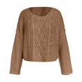 thumbnail image 4 of Ediodpoh Oversized Knit Sweater Soft Yarn Pullover Casual Winter Warm Pattern Crewneck Top for Fall Season Oversized Sweaters for Women Khaki S, 4 of 6