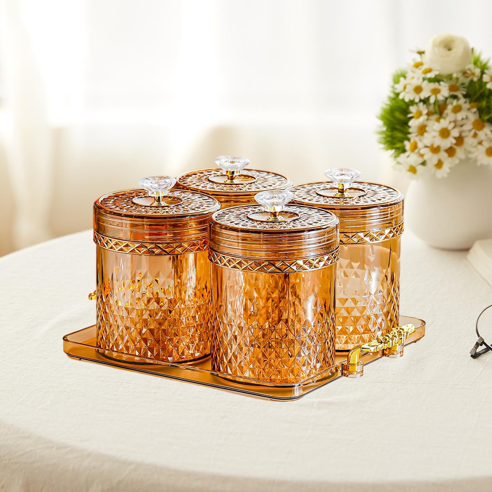 kowaku Food Storage Container Set Airtight Jar with Lid Compact Divided Compartments Sturdy Versatile Spice And Storage Suitable for Home Use Entertaini Amber