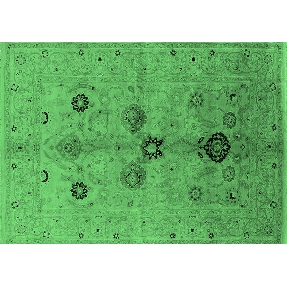 Ahgly Company Indoor Rectangle Oriental Emerald Green Industrial Area Rugs, 4' x 6'