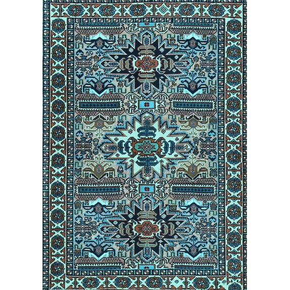Ahgly Company Indoor Rectangle Persian Light Blue Traditional Area Rugs, 6' x 9'