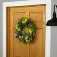 thumbnail image 3 of Northlight Allium and Thistle Spring Wreath - 22" - Yellow/Purple, 3 of 6