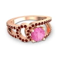 thumbnail image 3 of 2.50 Carat Elegant Round Shape Pink Sapphire & Garnet Gemstone Anniversary Ring for her Solid 18K Rose Gold Size 11.5 by Diamond-Capitals, 3 of 8