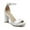 White Leather, variant on Womens Joy Ankle Strap Heeled Dress Sandal Silver Metallic Fabric 11 M