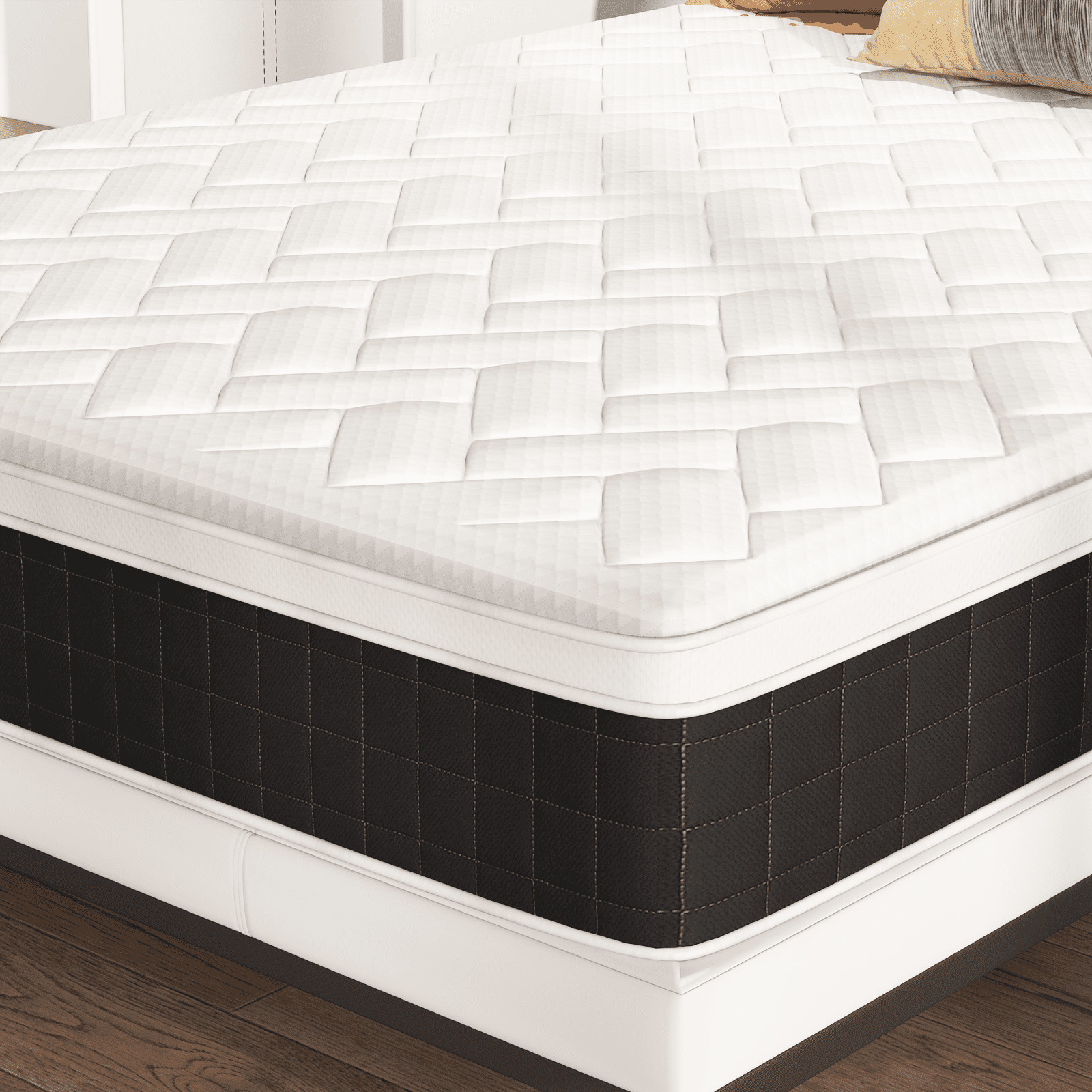 Full Size Hybrid Mattress, Z-HOM Classic 10 inch Foam Euro Top Mattress, 5-Zone Pocket Spring Support for Back Pain, Medium Firm